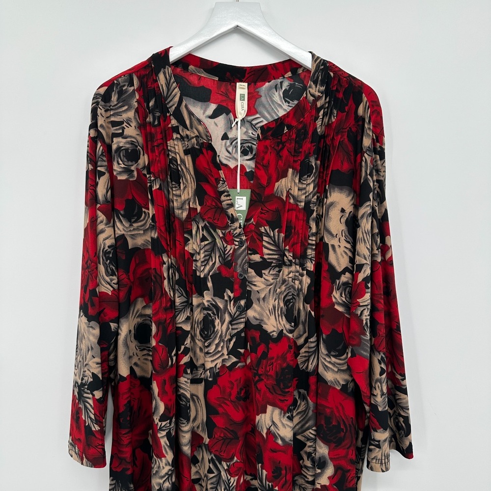 La Cera Tunic Top Shirt 3X Stretch Floral Bloomcore Festival Witchy Grunge New - Picture 3 of 14